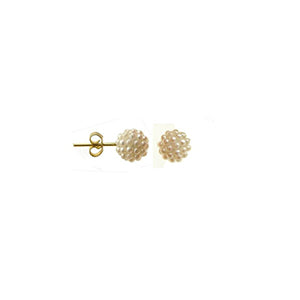 Aretes Mini Perla blanco oro 10K