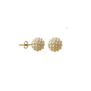 Aretes Mini Perla Blanco gde oro 10K